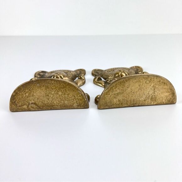 Bookends Set of Two Teddy Bears Solid Brass 1980's - Picture 6 of 9